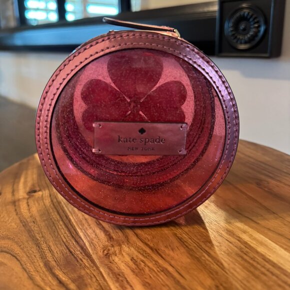 Kate Spade Sabine Round Cosmetic & Jewelry Case – Metallic Pink Sapphire Patent - Picture 3 of 5